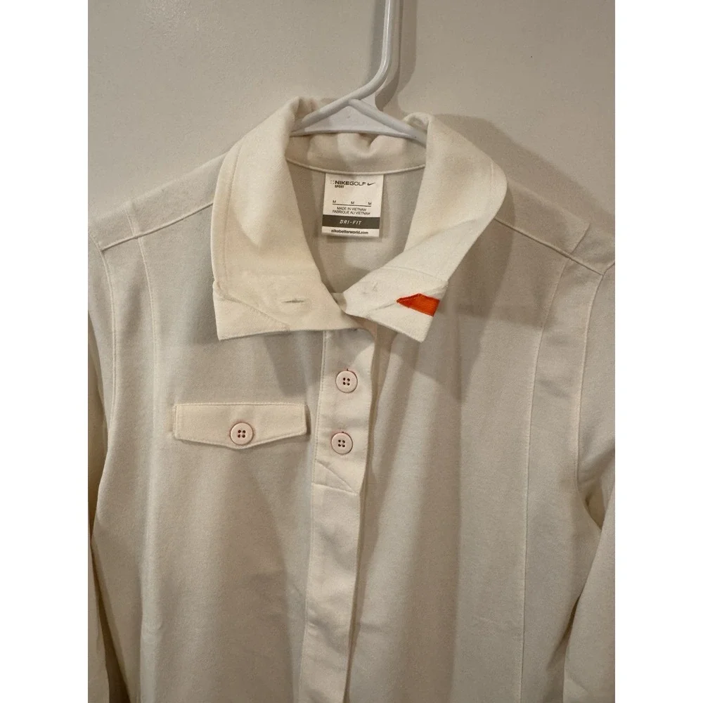 Nike Golf Women's 3/4 Sleeve Tunic Shirt Size‎ Medium White Button Up Athletic